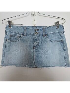 Hollister Y2k 90's Micro Mini Skirt Denim Blue (7)